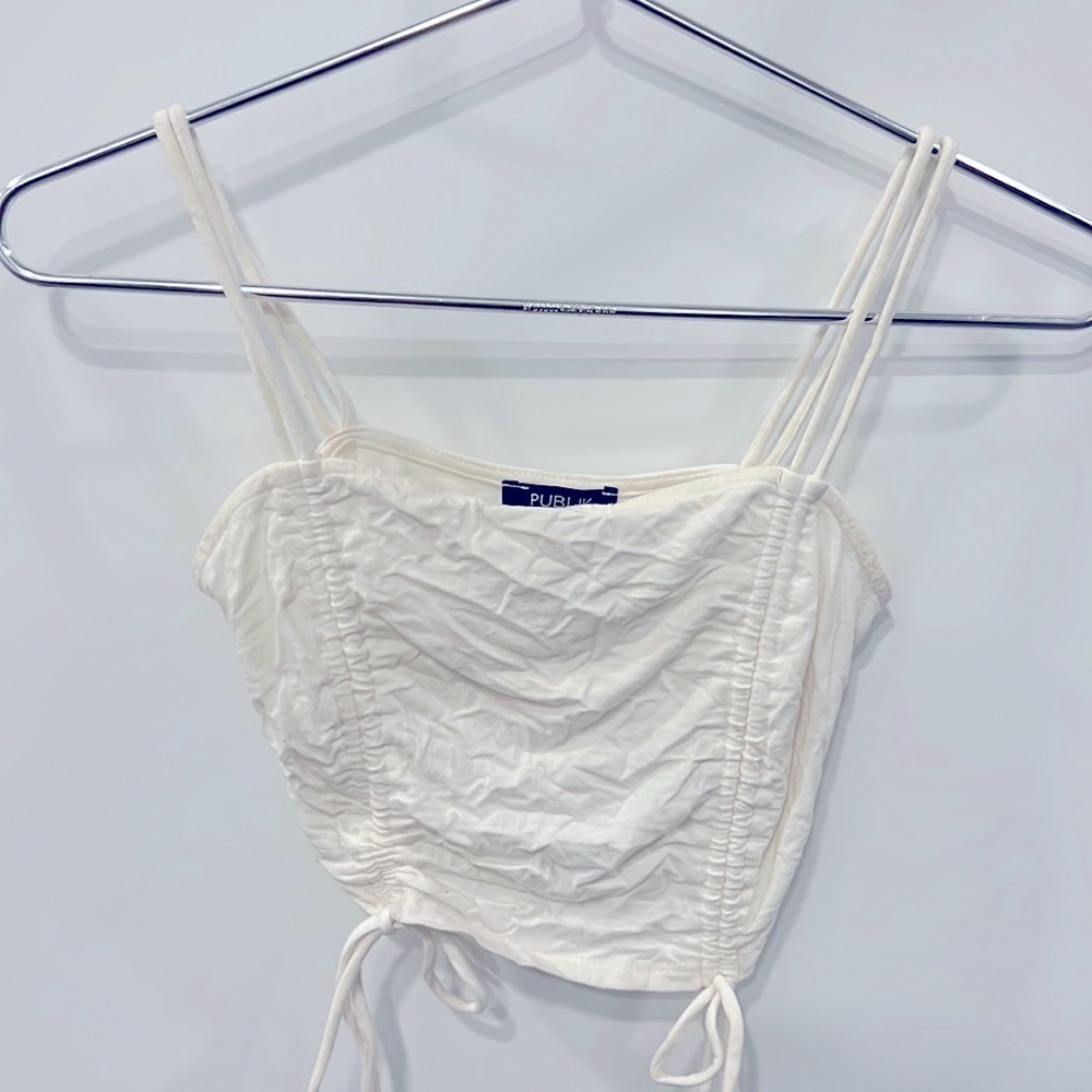 Adjustable | Small | White Crop Top | Soft & Stretchy | Boho Style | Pre-Loved